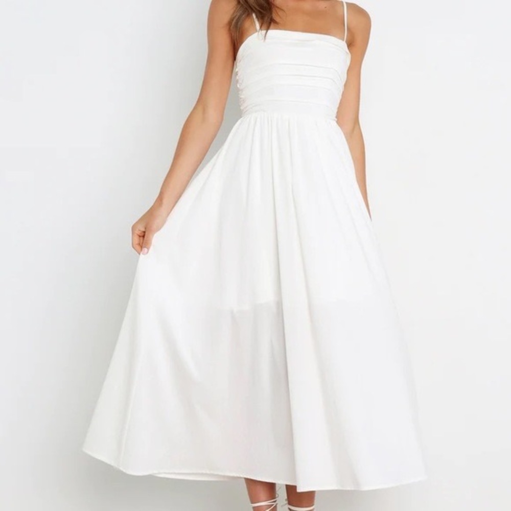 Petal & Pup White Sleeveless Tiered 100% Cotton Sienna Midi Dress Size US12